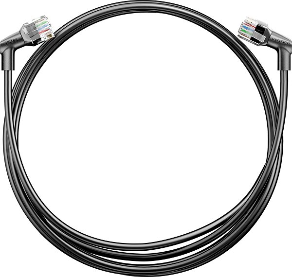 Hálózati kábel Vention Cat6A UTP Rotate Right Angle Ethernet Patch Cable Slim Type, 1 m, fekete ...