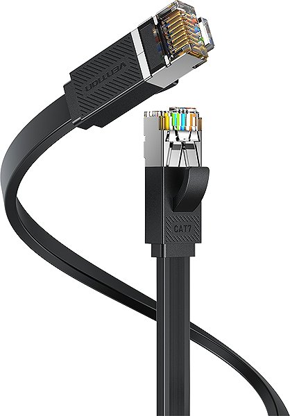 Ethernet Cable Vention Flat Cat.7 Ethernet Patch Cable 0.5M Black ...