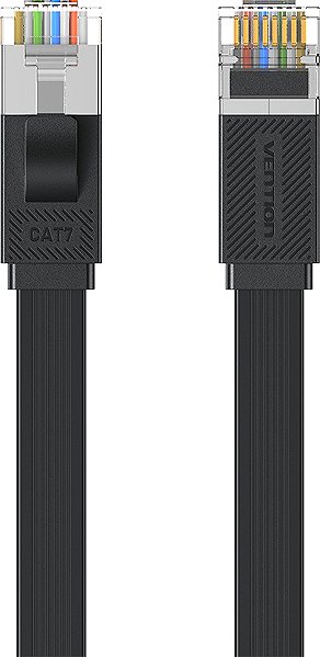Ethernet Cable Vention Flat Cat.7 Ethernet Patch Cable 3M Black ...