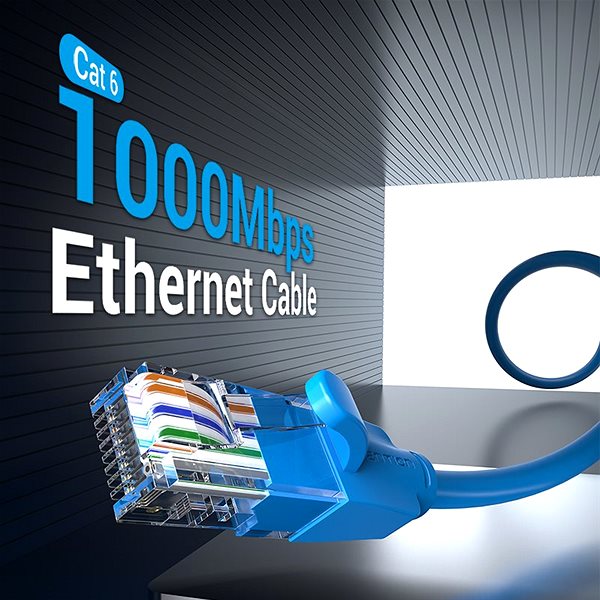Hálózati kábel Vention Cat.6 UTP Patch Cable, 2m, kék Képernyő