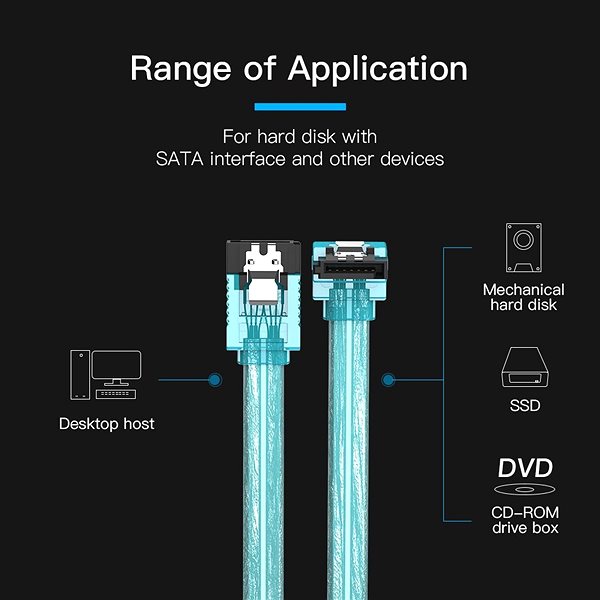 Adatkábel Vention SATA 3.0 Cable 0.5m Blue Jellemzők/technológia