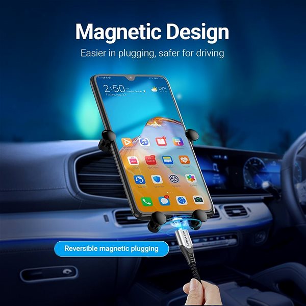 Datenkabel Vention 2-in-1 USB 2.0 to Micro + USB-C Male Magnetic Cable 0,5 m Gray Aluminum Alloy Type Lifestyle
