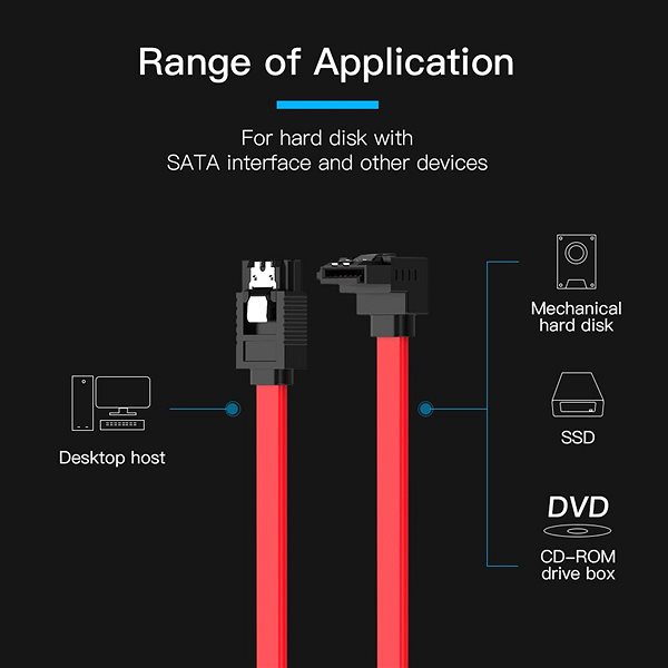 Adatkábel Vention SATA 3.0 Cable 0,5m Red Csatlakozási lehetőségek (portok)
