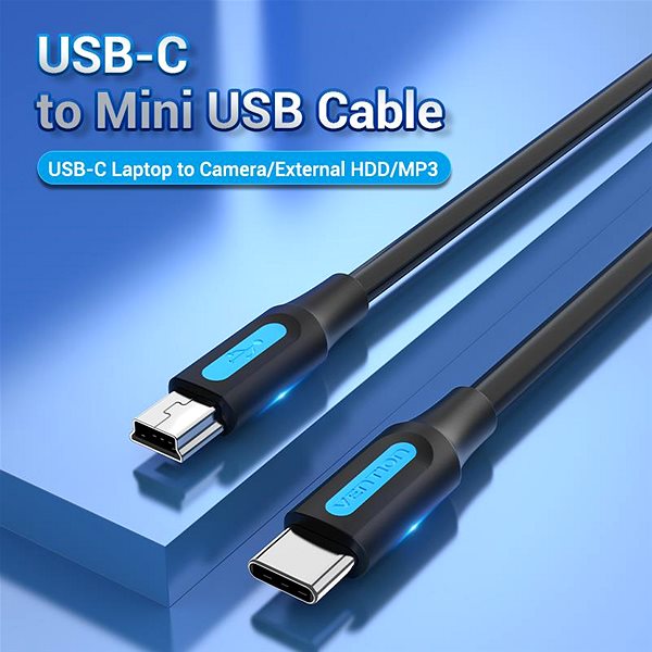 Data Cable Vention USB-C 2.0 to Mini USB 2A Cable 0.5M Black ...