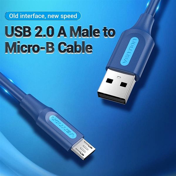 Data Cable Vention USB 2.0 to Micro USB 2A Cable 1m Deep Blue Lifestyle