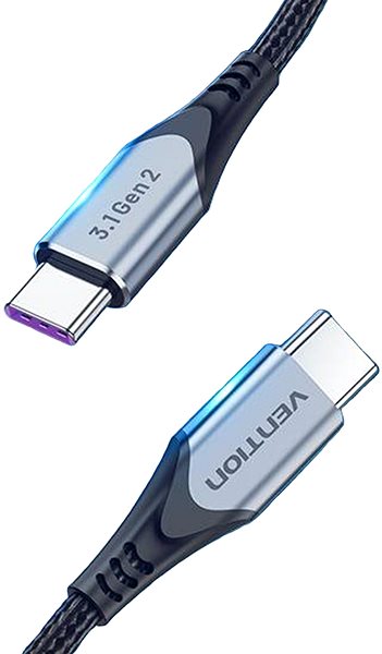 Data Cable Vention USB-C 3.1 Gen2 100W 10Gbps Cable 0.5M Gray Aluminum Alloy Type ...