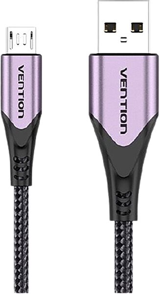 Data Cable Vention Cotton Braided Micro USB to USB 2.0 Cable Purple 1m Aluminum Alloy Type Connectivity (ports)