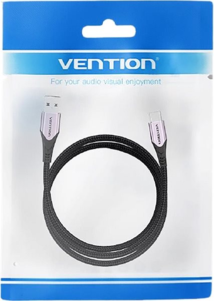 Data Cable Vention Cotton Braided USB-C to USB 2.0 Cable Purple 1M Aluminium Alloy Type Packaging/box