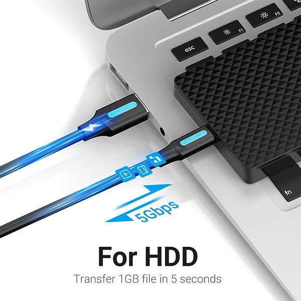 Adatkábel Vention USB 3.0 to USB-C Cable 1m Black PVC Type ...