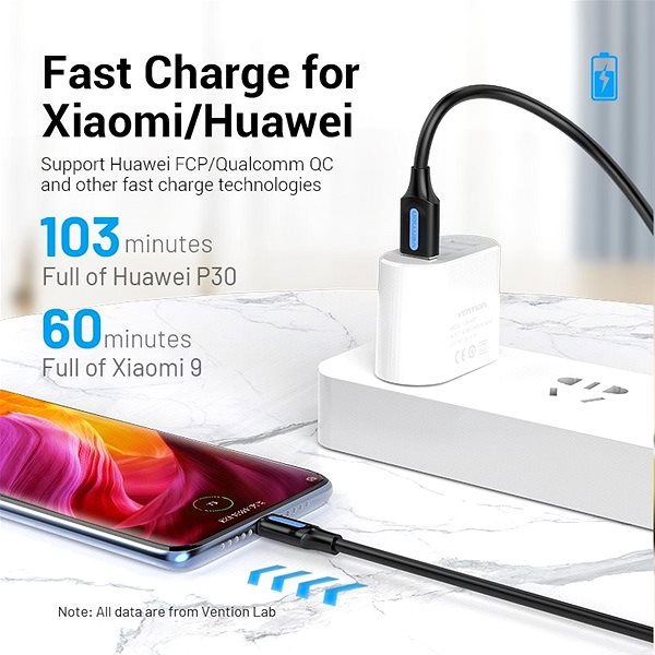 Data Cable Vention Type-C (USB-C) <-> USB 2.0 Charge & Data Cable 0.5m Black Connectivity (ports)