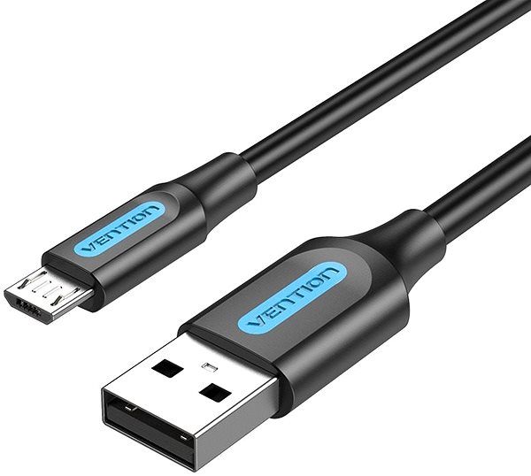 Datenkabel Vention USB 2.0 -> microUSB Charge & Data Cable 0.25m Black Screen