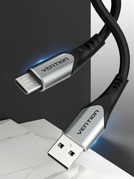 Adatkábel Vention Luxury USB 2.0 to microUSB Cable 3A Gray 1m Aluminum Alloy Type Lifestyle