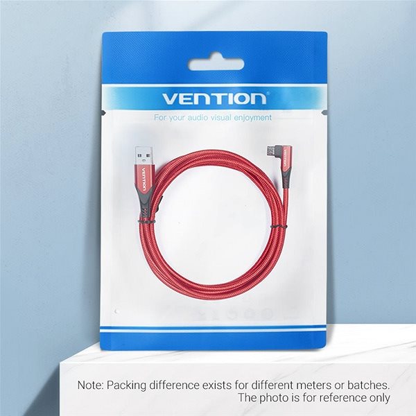Datenkabel Vention Reversible 90° USB 2.0 -> microUSB Cotton Cable Red 1m Aluminium Alloy Type Verpackung/Box