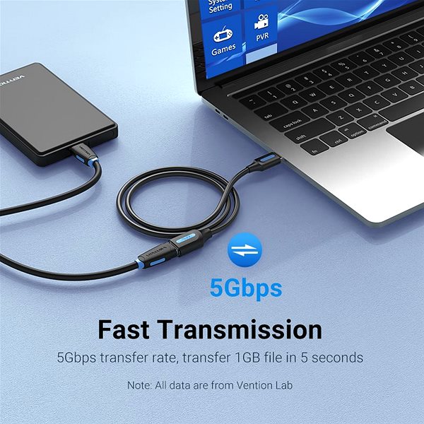 Adatkábel Vention USB 3.0 Male to USB Female Extension Cable 1.5m Black PVC Type Csatlakozási lehetőségek (portok)