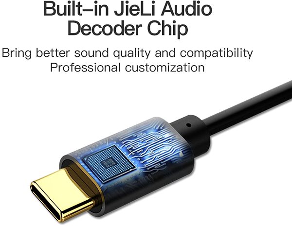 Átalakító Vention Type-C (USB-C) to 3,5mm Female Audio Cable Adapter with Chip 0,1m Black Metal Type Jellemzők/technológia