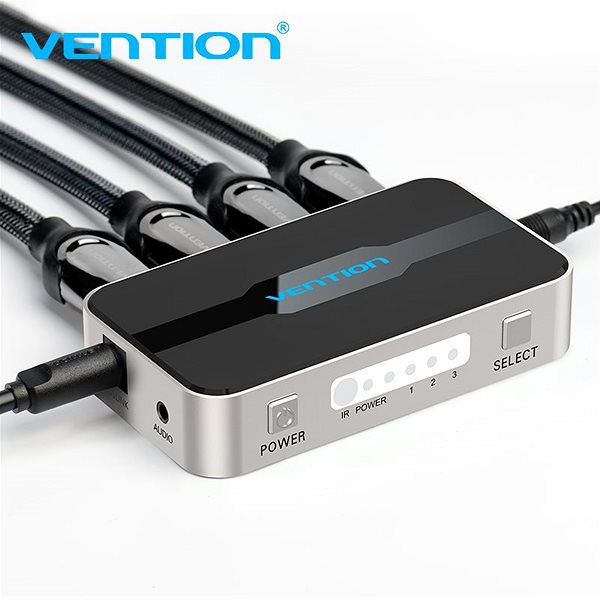 Switch Vention 3 In 1 Out HDMI Switcher With Audio Separation Gray Metal Type Lifestyle