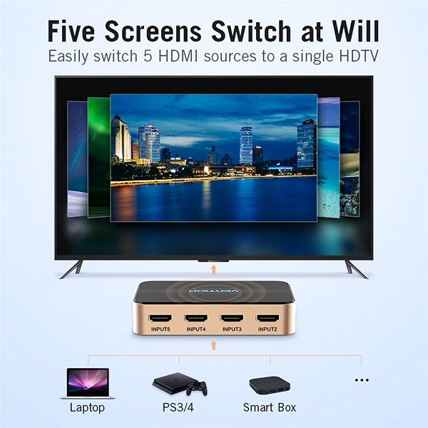 Switch Vention 5 In 1 Out HDMI Switcher Gold ...