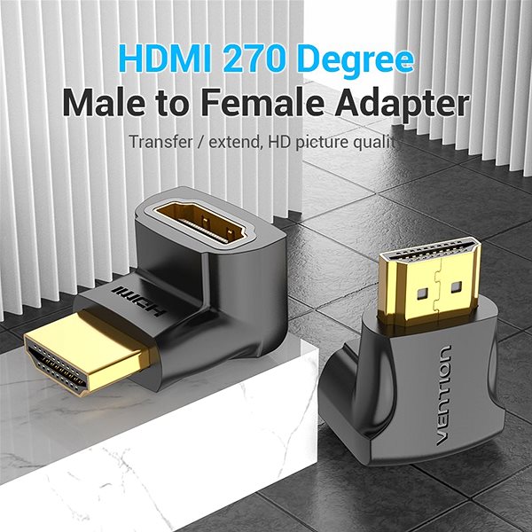 Átalakító Vention HDMI 270 Degree Male to Female Adapter Black Csatlakozási lehetőségek (portok)