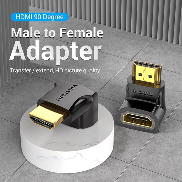 Adapter Vention HDMI 90 Degree Male to Female Adapter Black Anschlussmöglichkeiten (Ports)