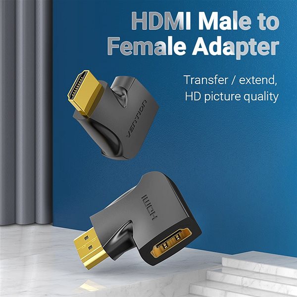 Adapter Vention HDMI 270 Degree Male to Female Vertical Flat Adapter Black Connectivity (ports)