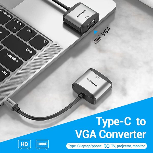 Átalakító Vention Type-C (USB-C) to VGA Converter Csatlakozási lehetőségek (portok)