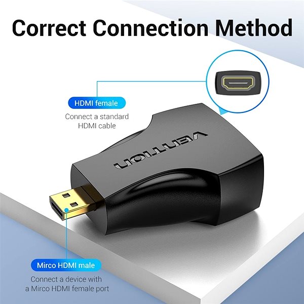 Adapter Vention Micro HDMI (M) to HDMI (F) Adapter Black Connectivity (ports)
