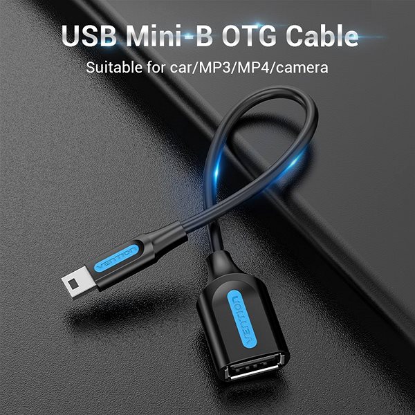 Adapter Vention Mini USB (M) to USB (F) OTG Cable 0.15m Black PVC Type Features/technology