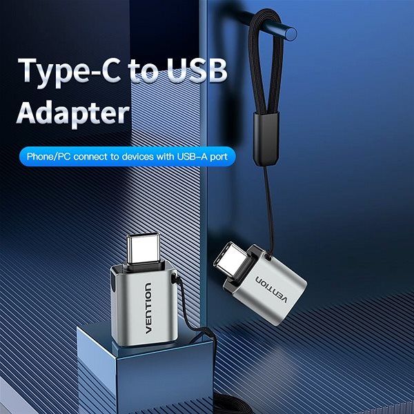 Adapter Vention USB-C (M) to USB 3.0 (F) OTG Adapter Gray Aluminum Alloy Type Mermale/Technologie