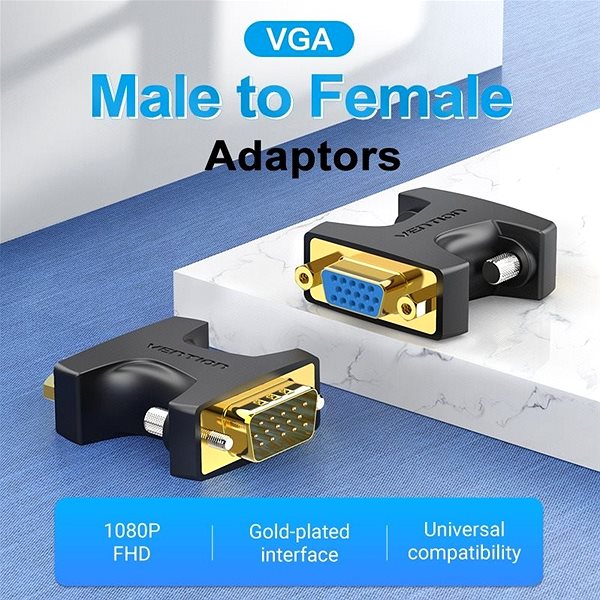 Adapter Vention VGA Male to Female Adapter Black Connectivity (ports)