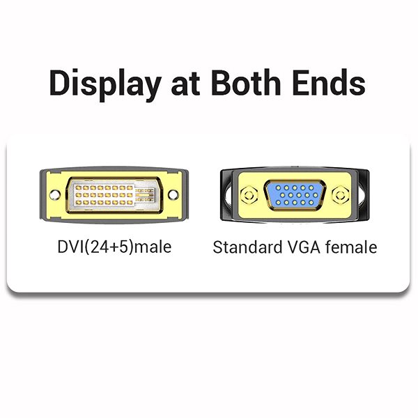 Átalakító Vention DVI (M) to VGA (F) Adapter Black Csatlakozási lehetőségek (portok)