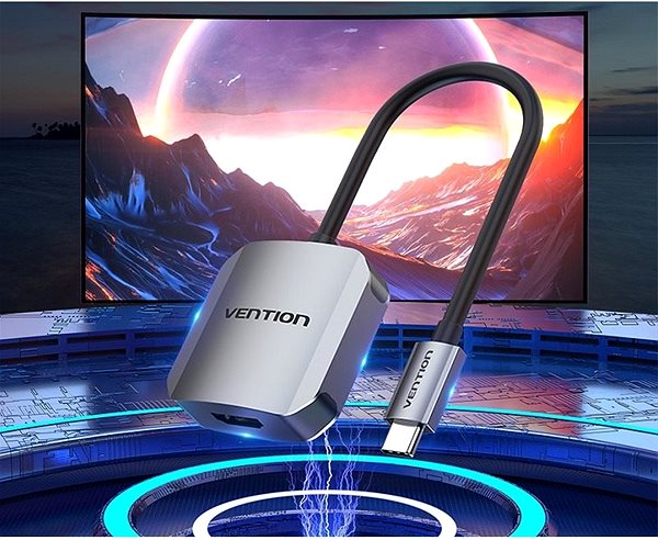 Átalakító Vention USB-C to HDMI Converter 0.15M Gray Aluminum Alloy Type Lifestyle