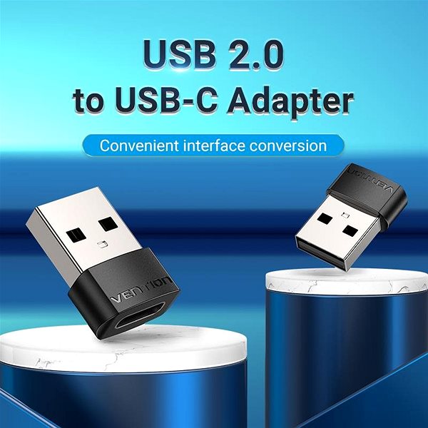 Adapter Vention USB 2.0 (M) auf USB-C (F) OTG Adapter Black PVC Type Anschlussmöglichkeiten (Ports)