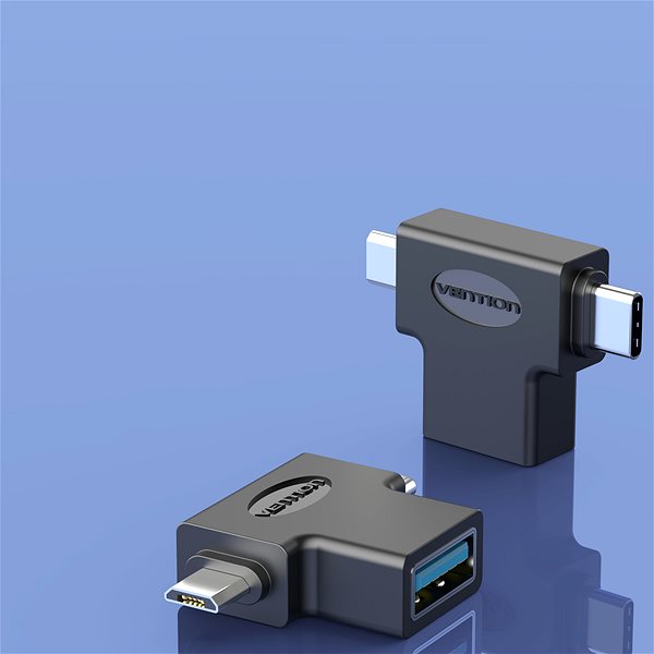 Adapter Vention OTG Adapter Black micro USB + USB-C to USB for Android ...