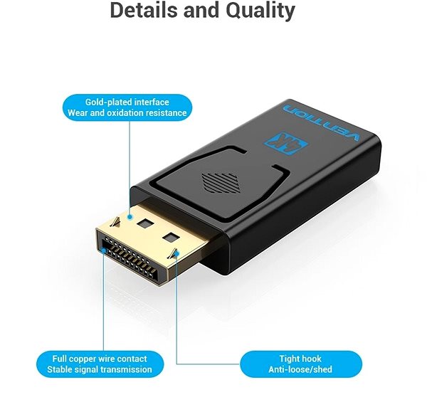 Átalakító Vention DisplayPort (DP) to HDMI 4K Adapter Jellemzők/technológia