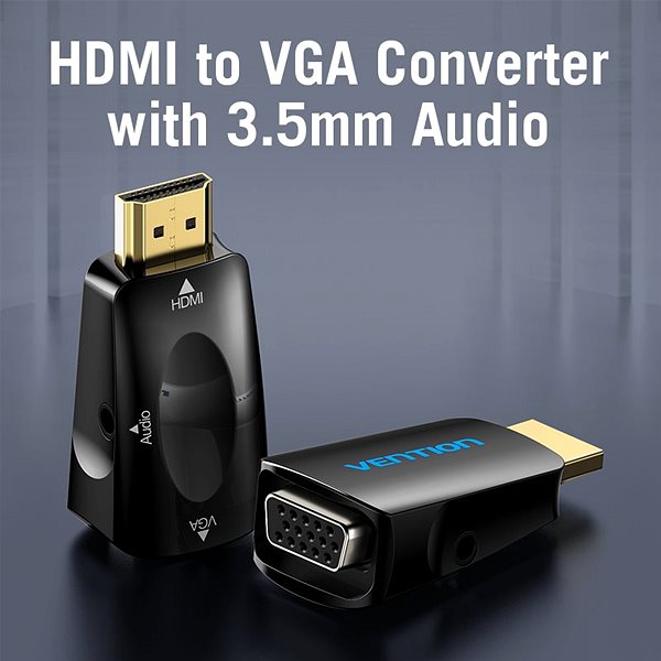 Adapter Vention HDMI to VGA Converter with 3.5mm Jack Audio Connectivity (ports)