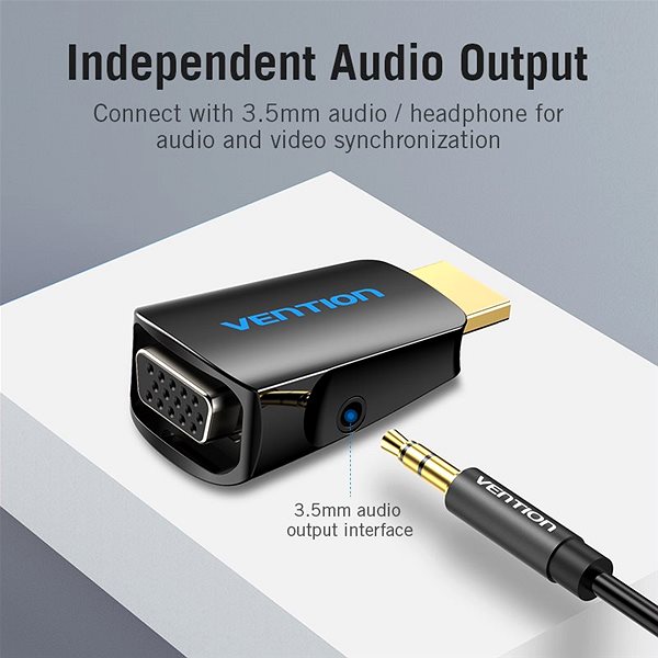 Adapter Vention HDMI to VGA Converter with 3.5mm Jack Audio Connectivity (ports)