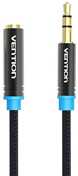 AUX Cable Vention Cotton Braided 3.5mm Jack Audio Extension Cable, 0.5m, Black Metal Type Features/technology