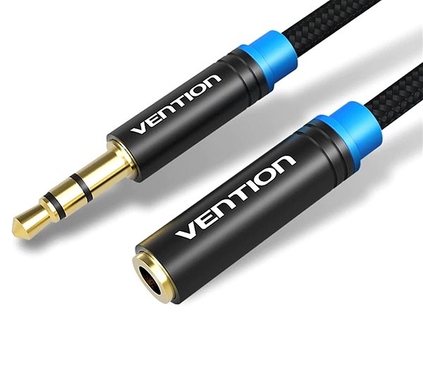 Audio kábel Vention Cotton Braided 3,5mm Jack Audio Extension Cable 0,5m Black Metal Type Lifestyle