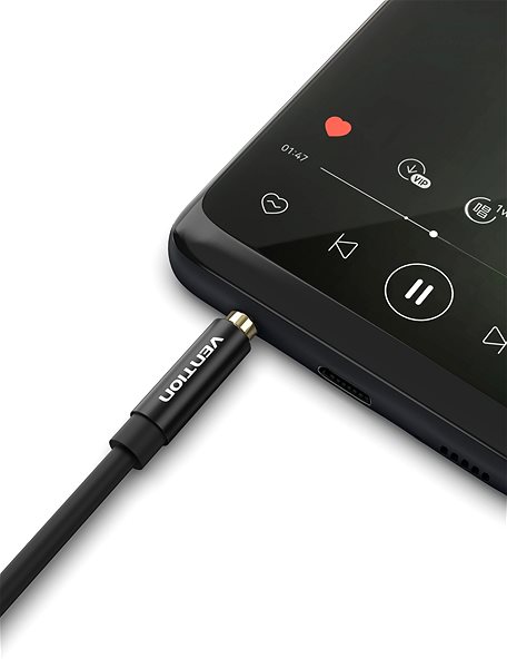 AUX Cable Vention 3.5mm Male to Male Audio Cable 1m Black Aluminum Alloy Type Connectivity (ports)