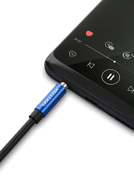 AUX Cable Vention 3.5mm Male to Male Audio Cable 1.5m Blue Aluminum Alloy Type Connectivity (ports)