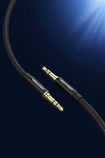 Audio kábel Vention Cotton Braided 3,5 mm Male to Male Audio Cable 2 m Black Aluminum Alloy Type Lifestyle