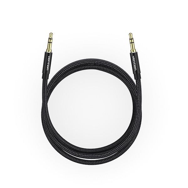 AUX Cable Vention Cotton Braided 3.5mm Male to Male Audio Cable 2m Black Aluminum Alloy Type Screen