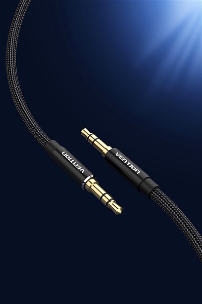 Audio kábel Vention Cotton Braided 3.5 mm Male to Male Audio Cable 3 m Black Aluminum Alloy Type Lifestyle
