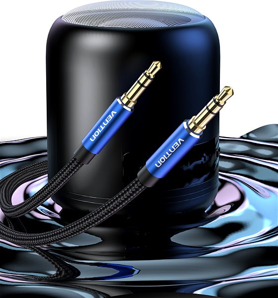 Audio kábel Vention Cotton Braided 3.5 mm Male to Male Audio Cable 1 m Blue Aluminum Alloy Type Lifestyle
