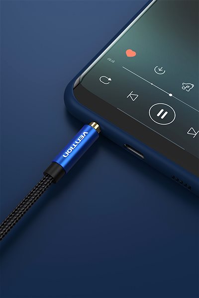 AUX Cable Vention Cotton Braided 3.5mm Male to Male Audio Cable 1.5m Blue Aluminum Alloy Type Connectivity (ports)