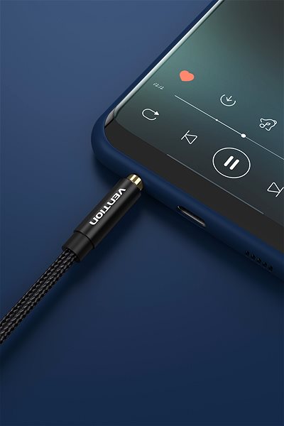 AUX Cable Vention Cotton Braided TRRS 3.5mm Male to 3.5mm Female Audio Extension 3m Black Aluminum Alloy Type Connectivity (ports)