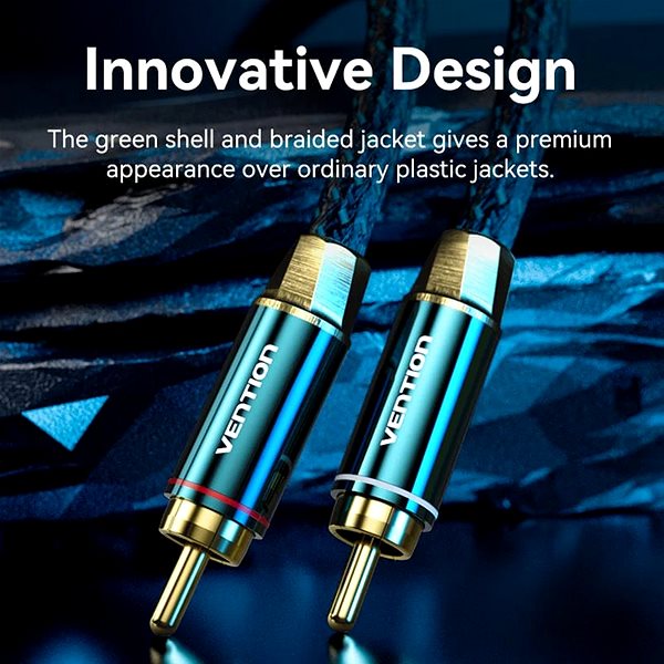 AUX Cable Vention Cotton Braided 3.5mm Male to 2RCA Male Audio Cable 3M Green Copper Type ...