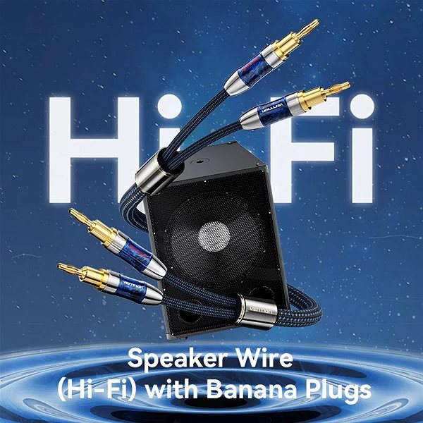 Audio kábel Vention Speaker Wire (HiFi) with Dual Banana Plugs 1M Blue ...