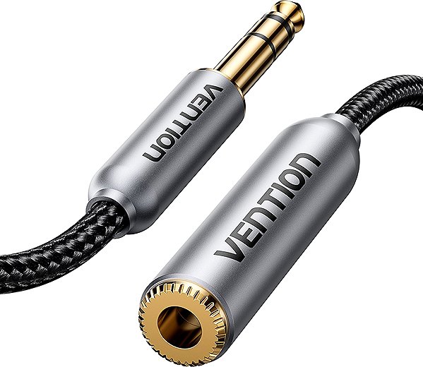 AUX Cable Vention Cotton Braided 6.35mm TRS Male to Female Audio Cable 2M Gray Aluminum Alloy Type ...