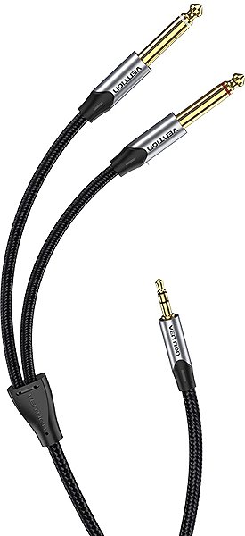 AUX Cable Vention Cotton Braided 3.5mm TRS Male to Dual 6.35mm Male Audio Cable 8M Gray Aluminum Alloy Type ...